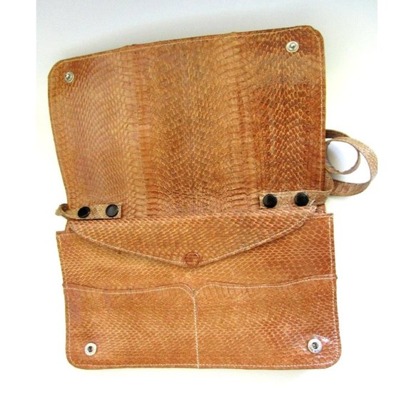 Vintage MCM Snakeskin Leather/Suede Thailand Clutch Purse with Detachable Strap - Picture 3 of 10